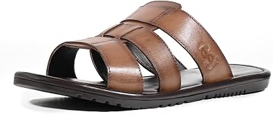 LOUIS STITCH Leather Kolhapuri Style Sandals | Lightweight Comfortable Cushion Casual Sandals Flip Flops | Mens Casual Leather Slippers | LSOF-18