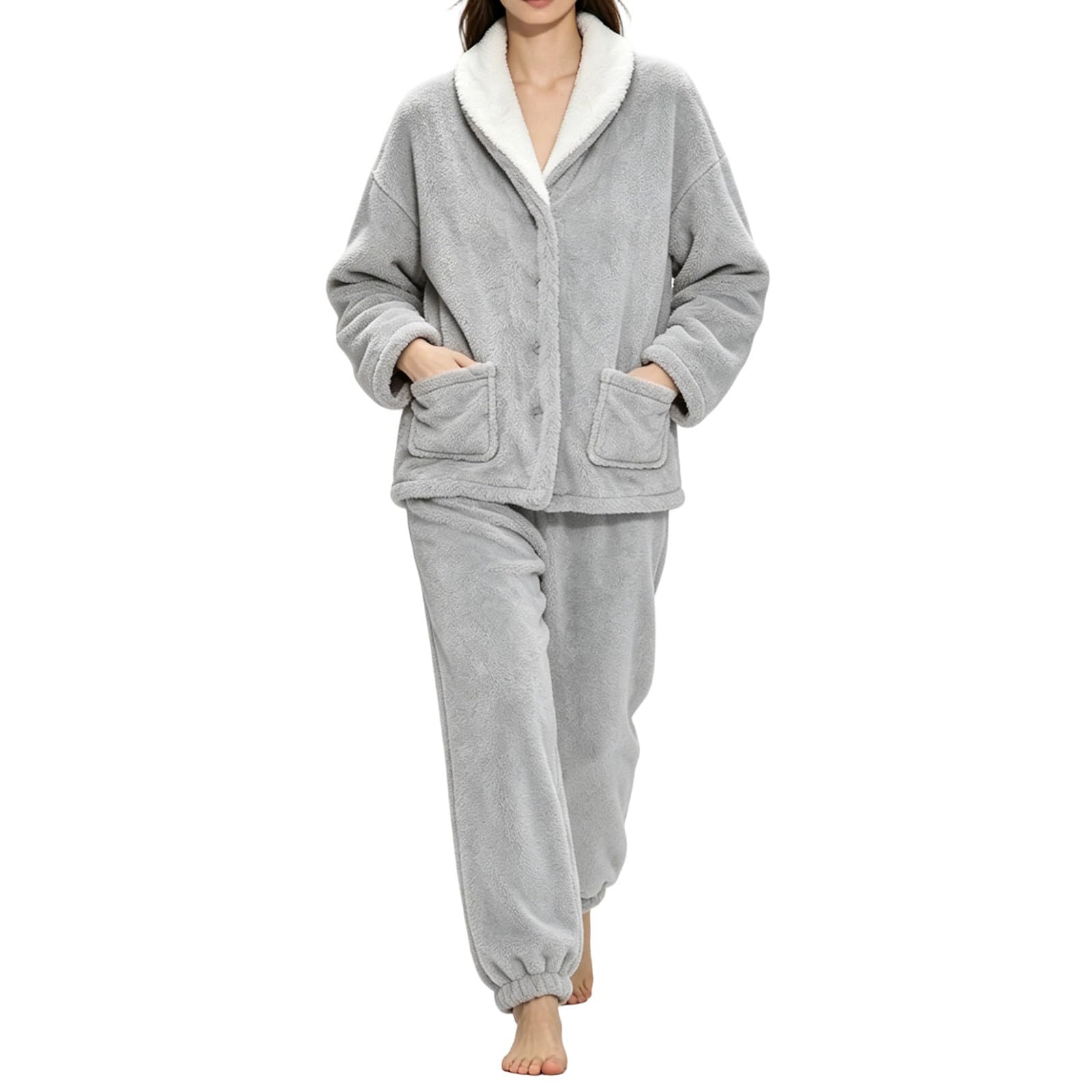 Ensemble Pyjama Femme Hiver Chaud Pyjama Polaire Douce Pant Tenue de Maison