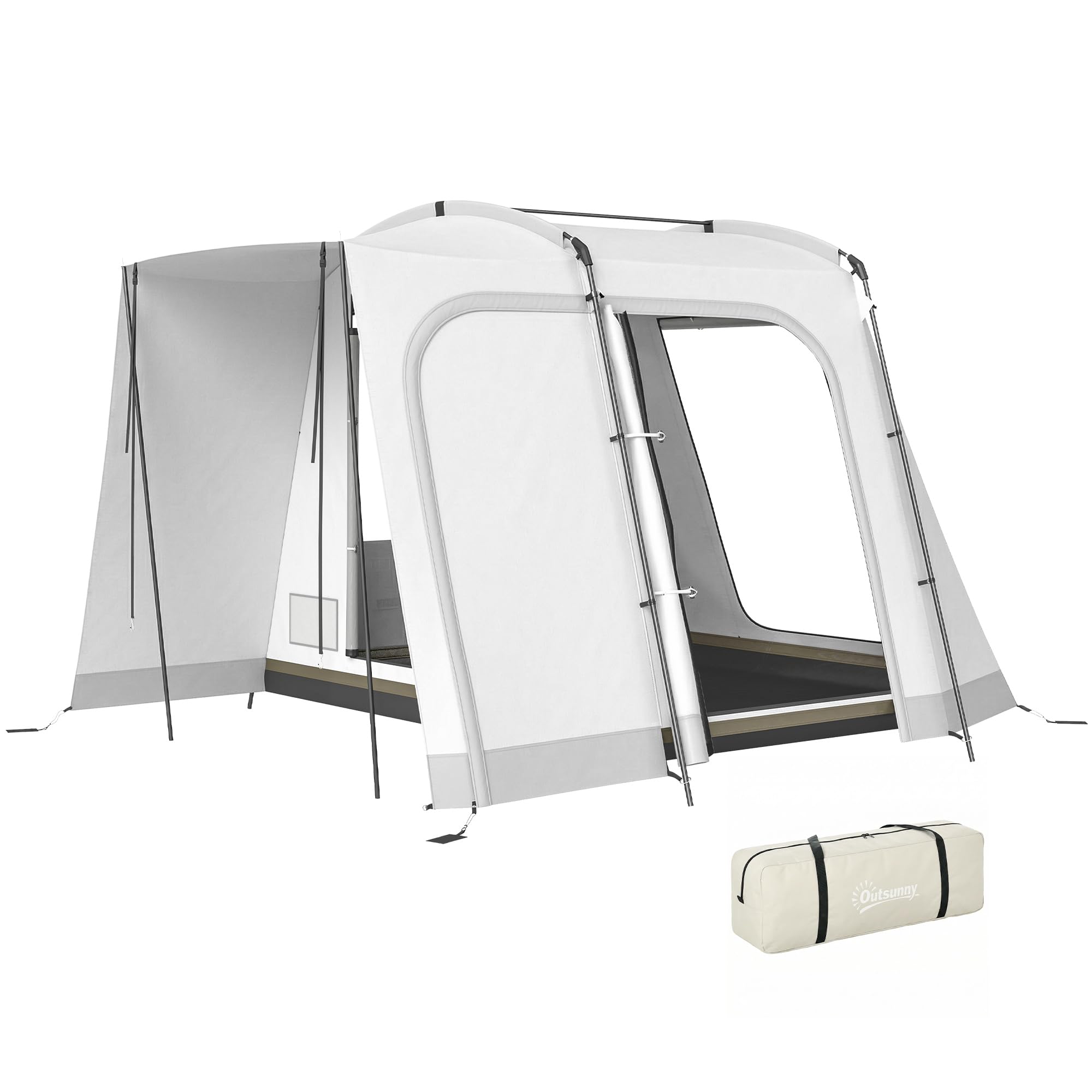 Outsunny Tente arrière pour 2 à 4 personnes - 320 x 280 x 205 cm - Tente de voiture 2 en 1 - Tente tunnel étanche avec 4 portes - Fenêtres - Auvent - Bâche de sol - Sac - Tente de voiture - Tente