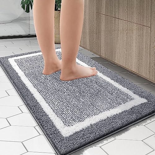 MAA HOME CONCEPT Super Soft (40x60 cm) Microfiber Solid 1500 GSM Bath Mat Super Absorbent Anti Skid Door Mats for Home/Bathroom Mat/Bedroom/Kitchen/Floor Mat (40X60, Grey)