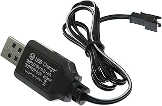 Maxmoral 6.0V 250mA USB Charger Power Adapter Cable for 6V 700mAh Ni-cd Battery 4WD Old Version Amphibious Stunt RC Cars Vehicle/SM-2P 6V USB 2, 60cm Length