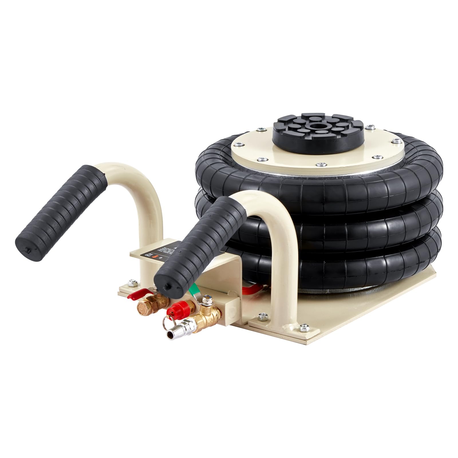 VEVOR Cric pneumatico portatile Triple Bag Air Jack 3 t, sollevatore d'aria a tre sacchetti, altezza di sollevamento: 140 – 450 mm, sollevatore d'aria airbag, sollevatore d'aria con manico corto,