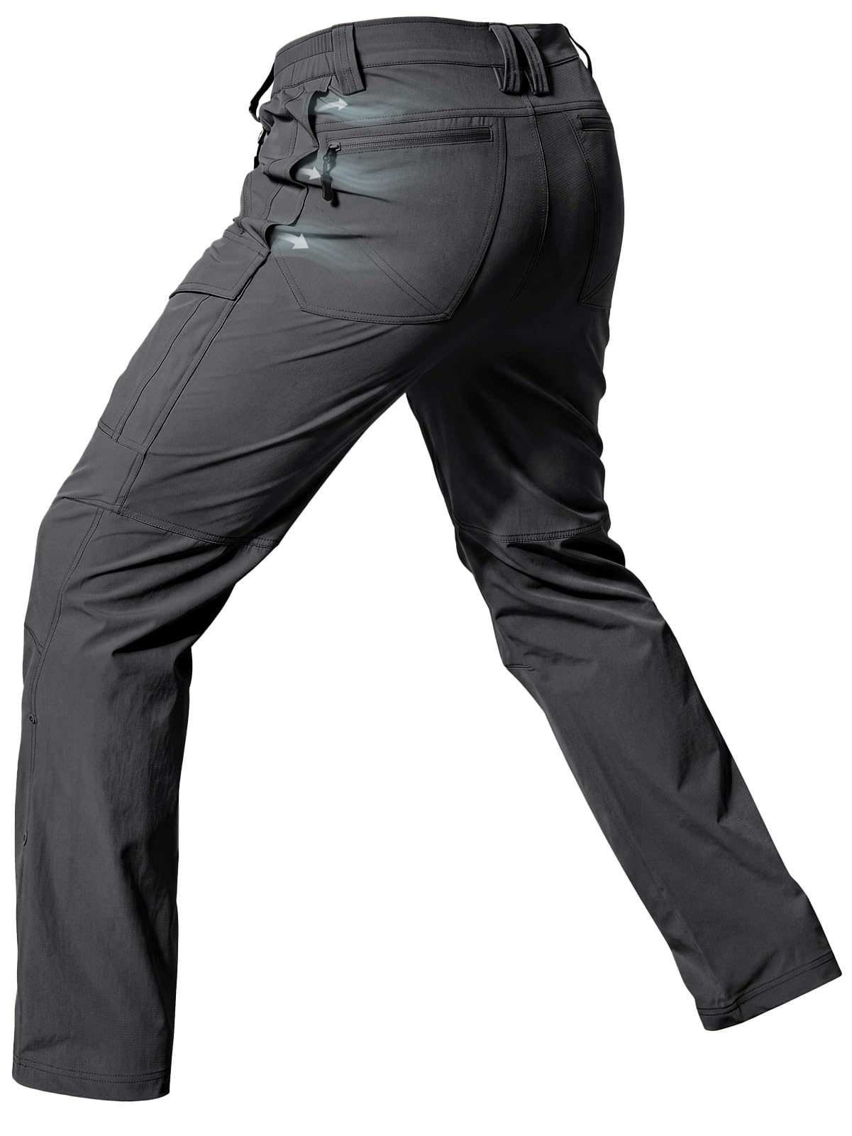 Moosehill Hiking Pants Men Breathable: Mesh Vents Lightweight Quick Dry Water Resistant Stretch 6 Pockets for Outdoor Hikers — view 3