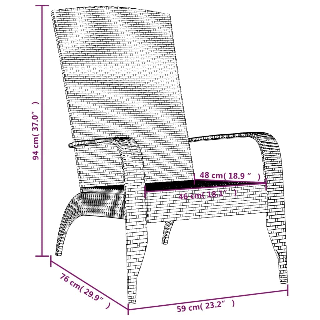 vidaXL Chaise de Jardin Adirondack Gris Résine tressée