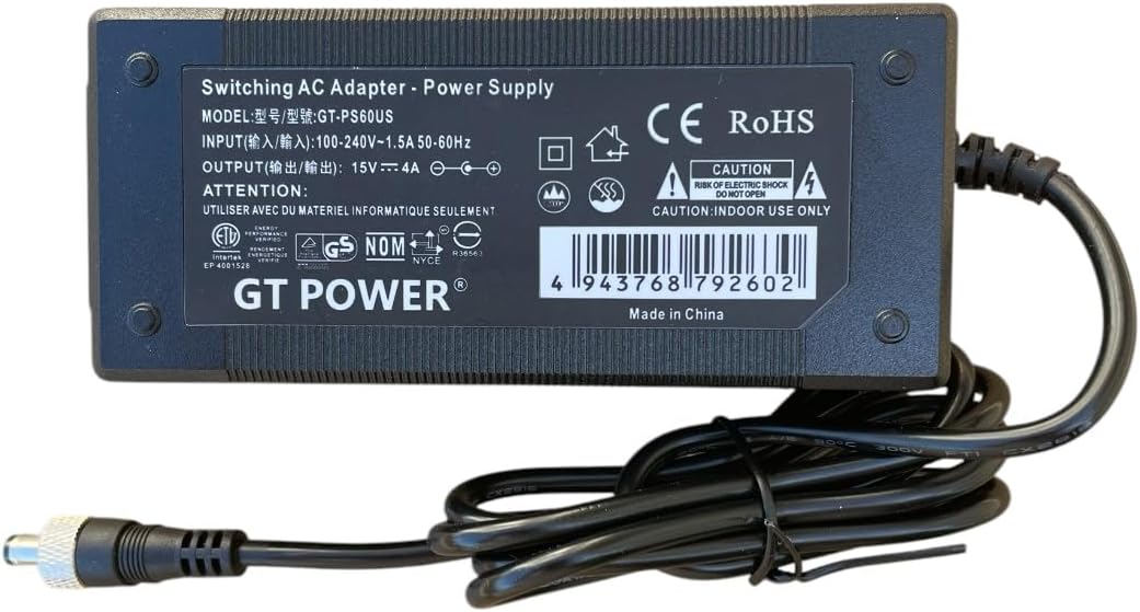 Threaded Locking AC Adapter Compatible with Shure PS60US and PS45US Power Supply