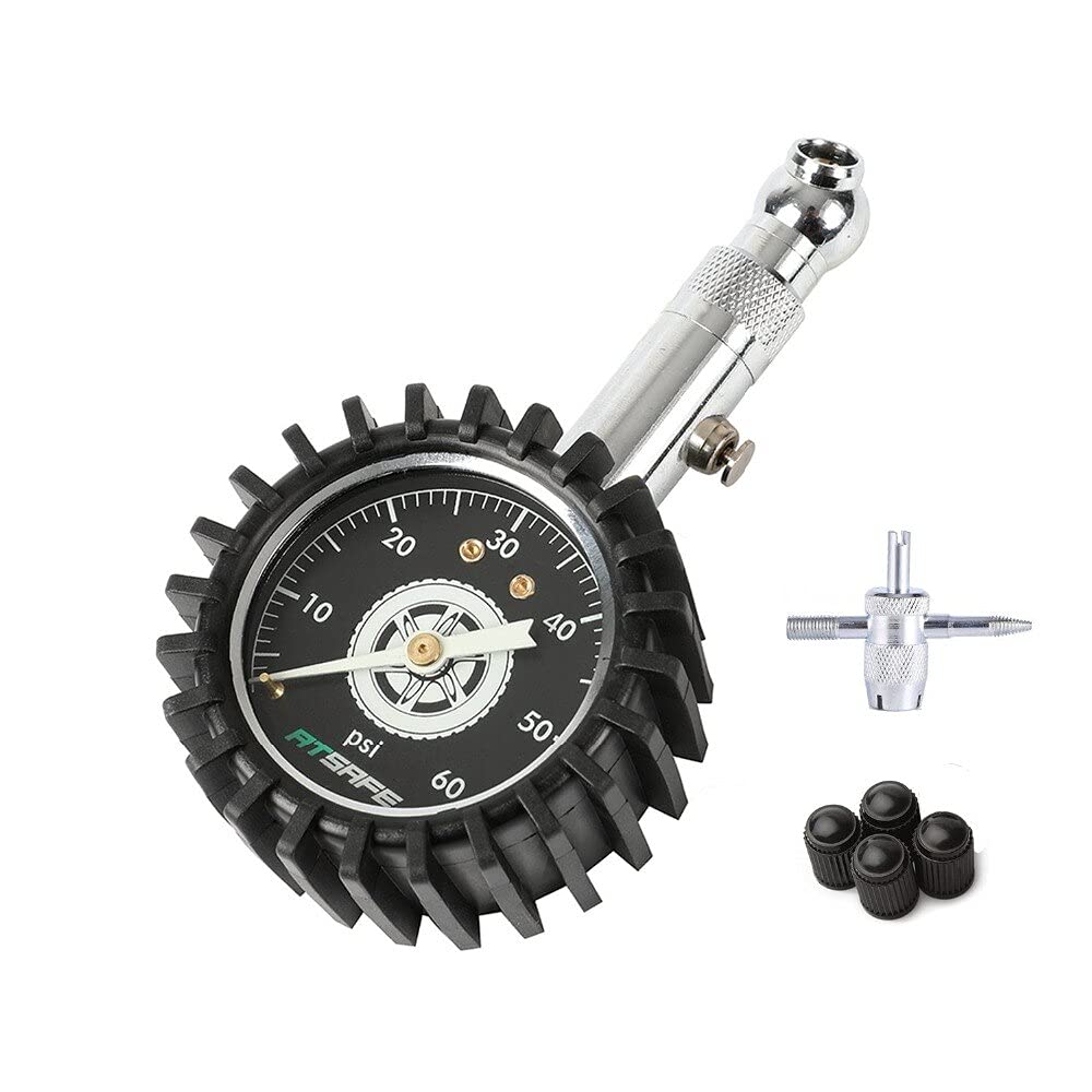 Tyre Pressure Gauge, Tire 60psi,with Valve Caps,Professional Mechanical Gauge Compatible with Motorcycles,Cars,Trucks