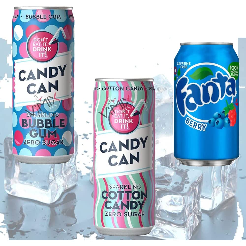 Buy Candy CanSparkling Bubble Gum, Cotton Candy Zero Sugar Can 330ml