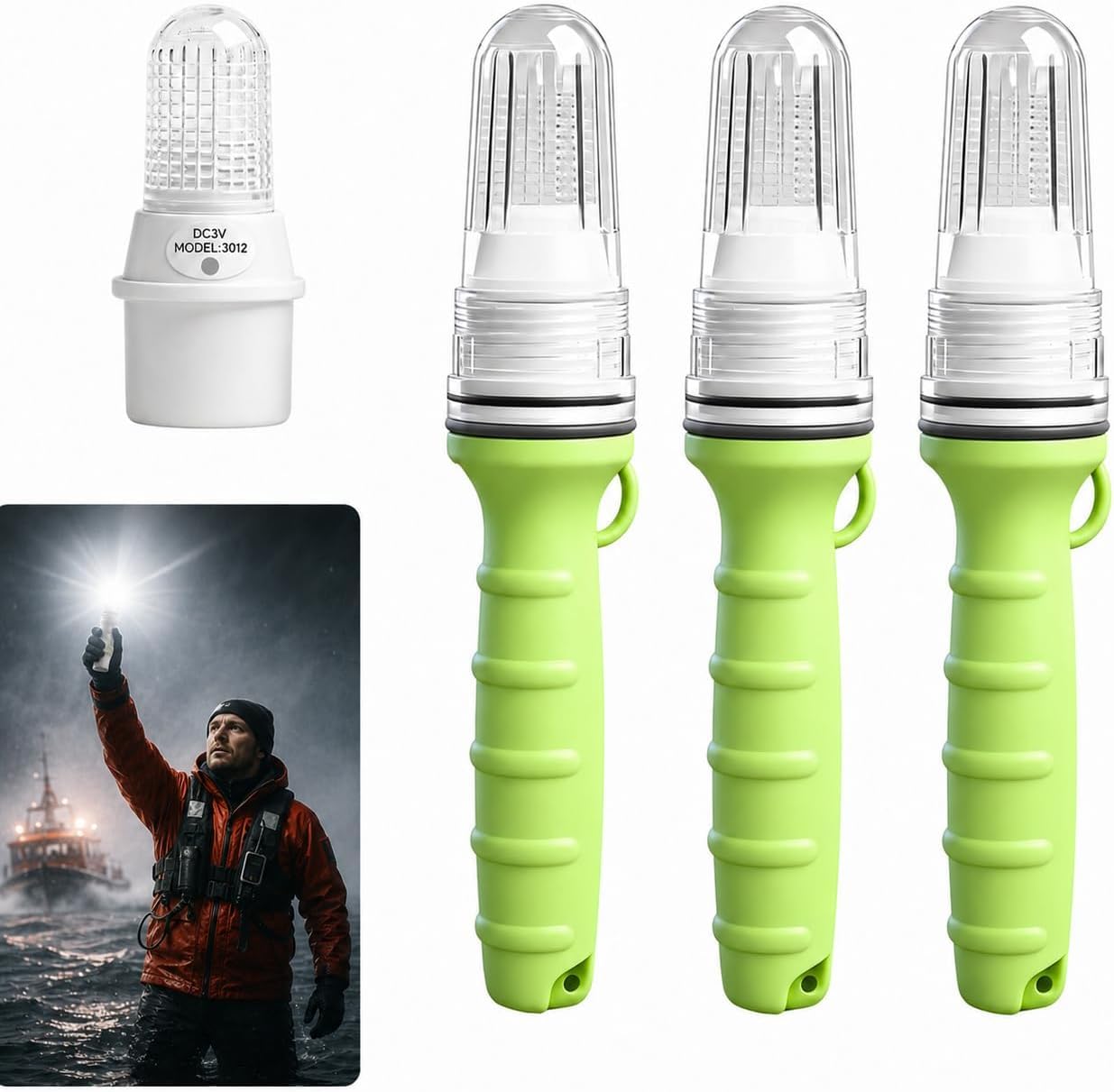 2026 Upgraded LED Electronic Marine Distress Flare, 2.5 Nautical Miles Auto Sensor, Emergency Signal Light for Boats, Fishing Nets, Buoys, Life Rafts (White)