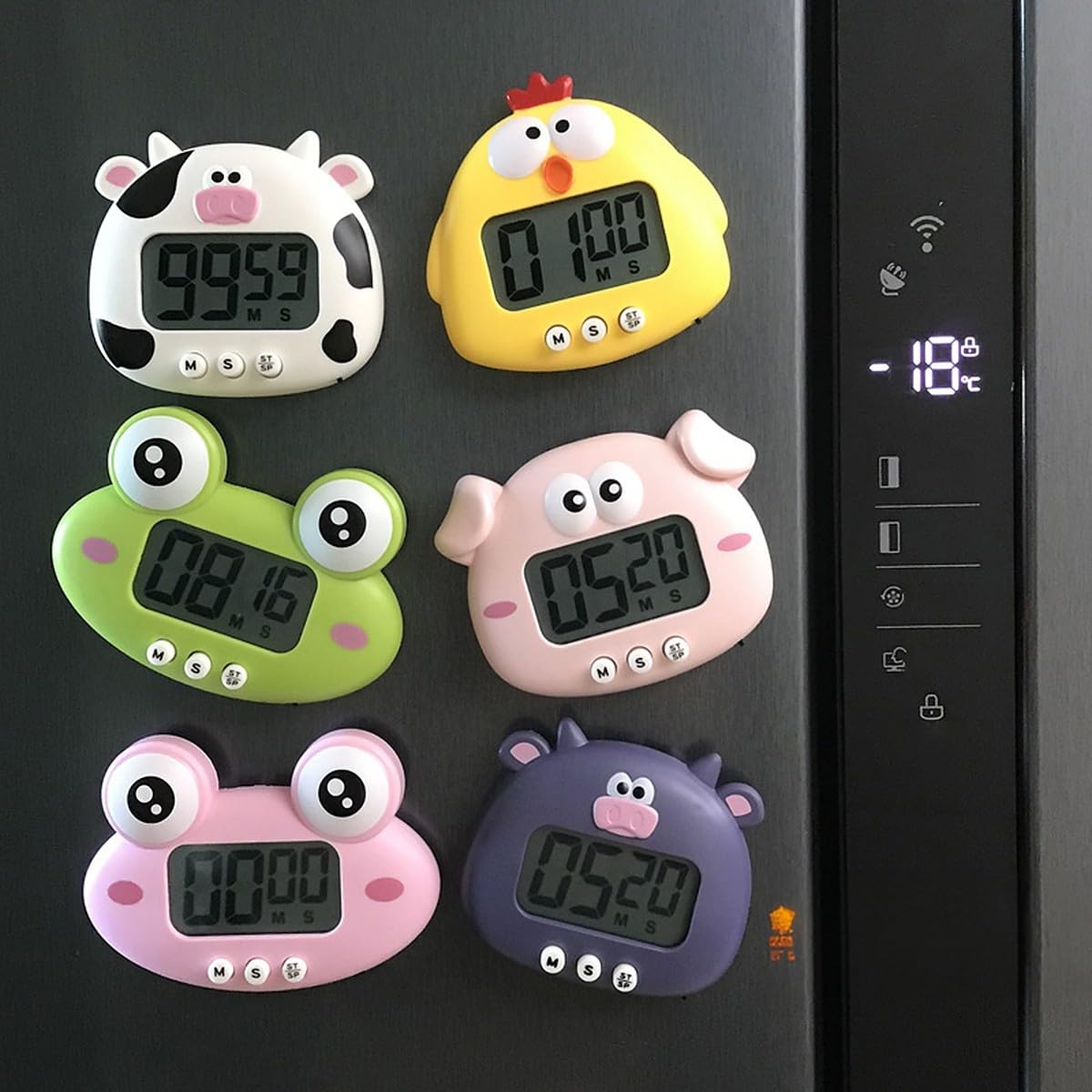 Wolpin 1 Pc White Cow Digital Kitchen Timer & Stopwatch, Countdown