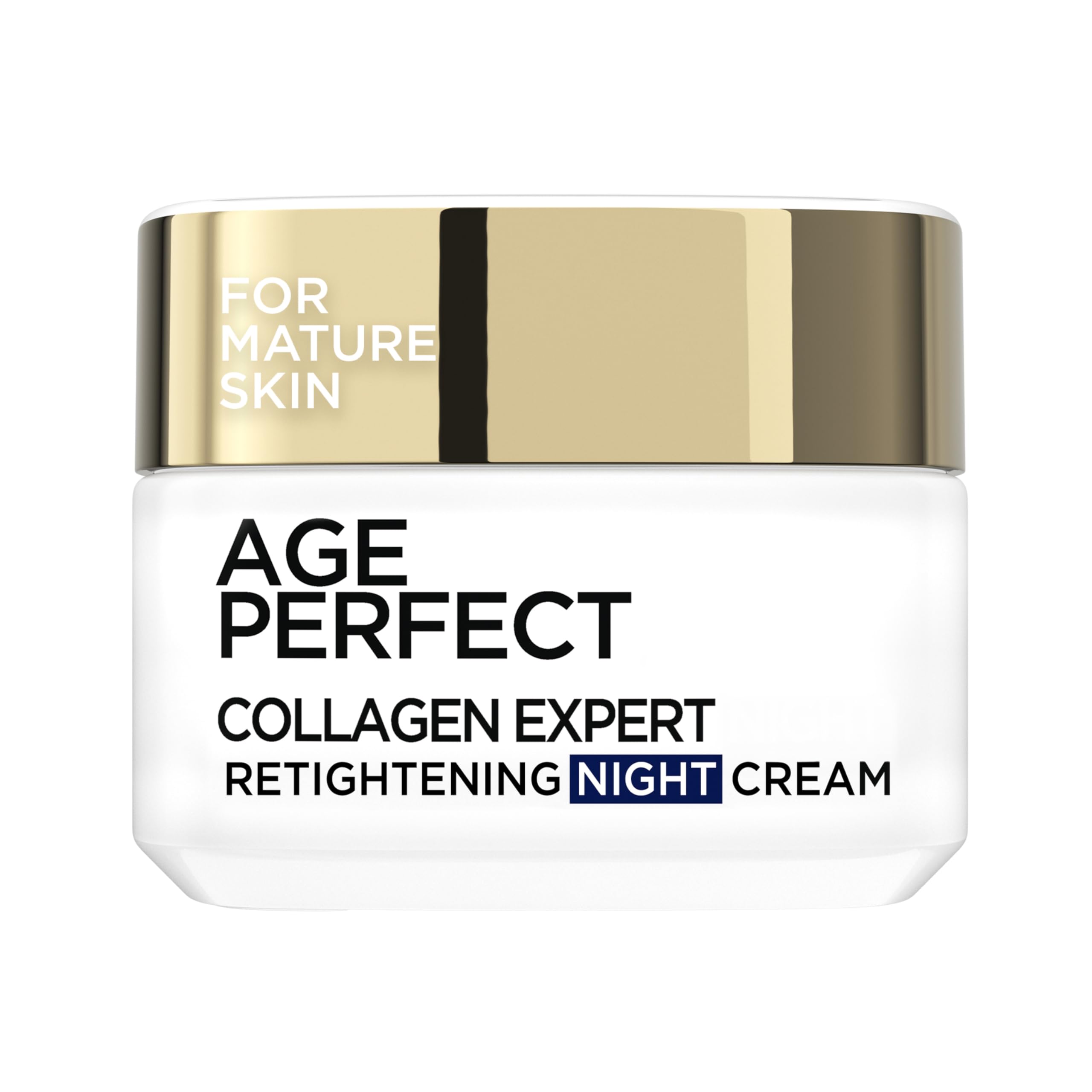 L’Oréal Paris Age Perfect Collagen Expert Retightening Night Cream 50+, Firmer, Moisturised, Nourished Skin, Anti-Age Spots, Collagen AA Fractions, 50m