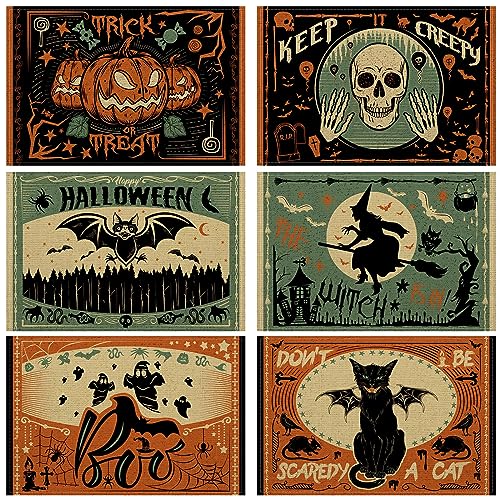 Umigy 6 Pcs Halloween Placemats 12