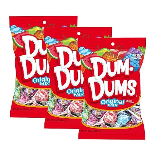 Dum Dums Lollipops - Chupones de caramelo duro de 3.5 onzas, bolsa de 3 unidades, 42 paletas en total (mezcla original)