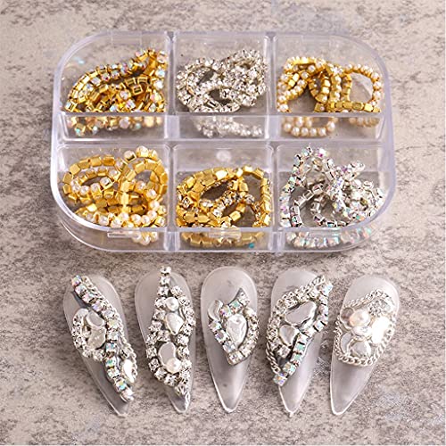 S-TROUBLE Nägel Dekorationen, 3D Nagel Diamanten Ketten Nail Art Zubehör Metallische Nagelketten Glitzer Glänzendes… – Bild 3