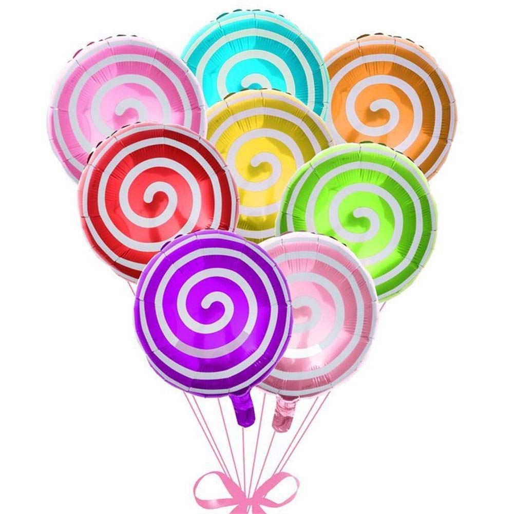 AWEIE 21pcs Sweet Candy Balloons Set Round Lollipop Foil Balloon for Birthday Wedding Party Decoration Colorful Ballons (Color : Colorful)