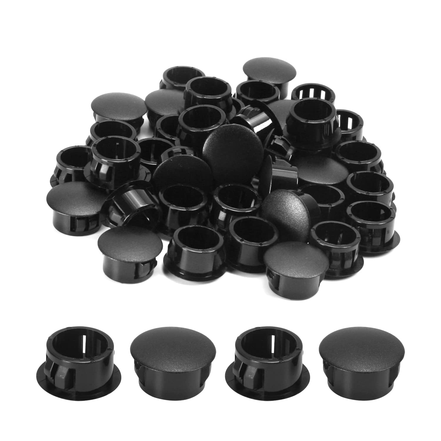 Tappi Per Fori Di Bloccaggio In Plastica - Nero, Diametro 16 Mm, Confezione Da 50 Pezzi