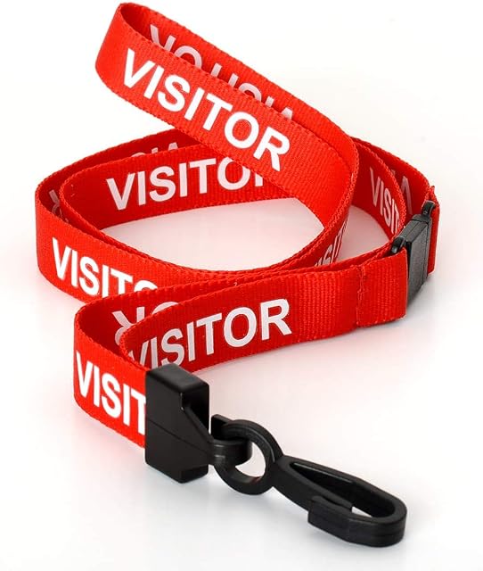 CKB LTD Visitor LANYARDS Breakaway Safety Lanyard Neck Strap Swivel Plastic Clip for ID Card Holder - Pull Quick Release Design (Pack of 10, Red)