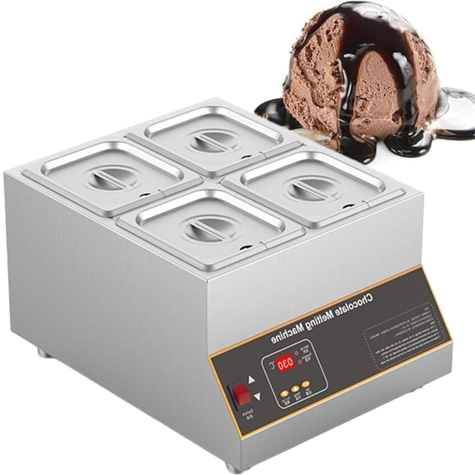 Machine à tempérer Le Chocolat 500 W, fondoir à Chocolat Professionnel avec Commande numérique, Appareil électrique pour Faire Fondre/Chauffer Le Chocolat à la Perfection Four-Cylinder
