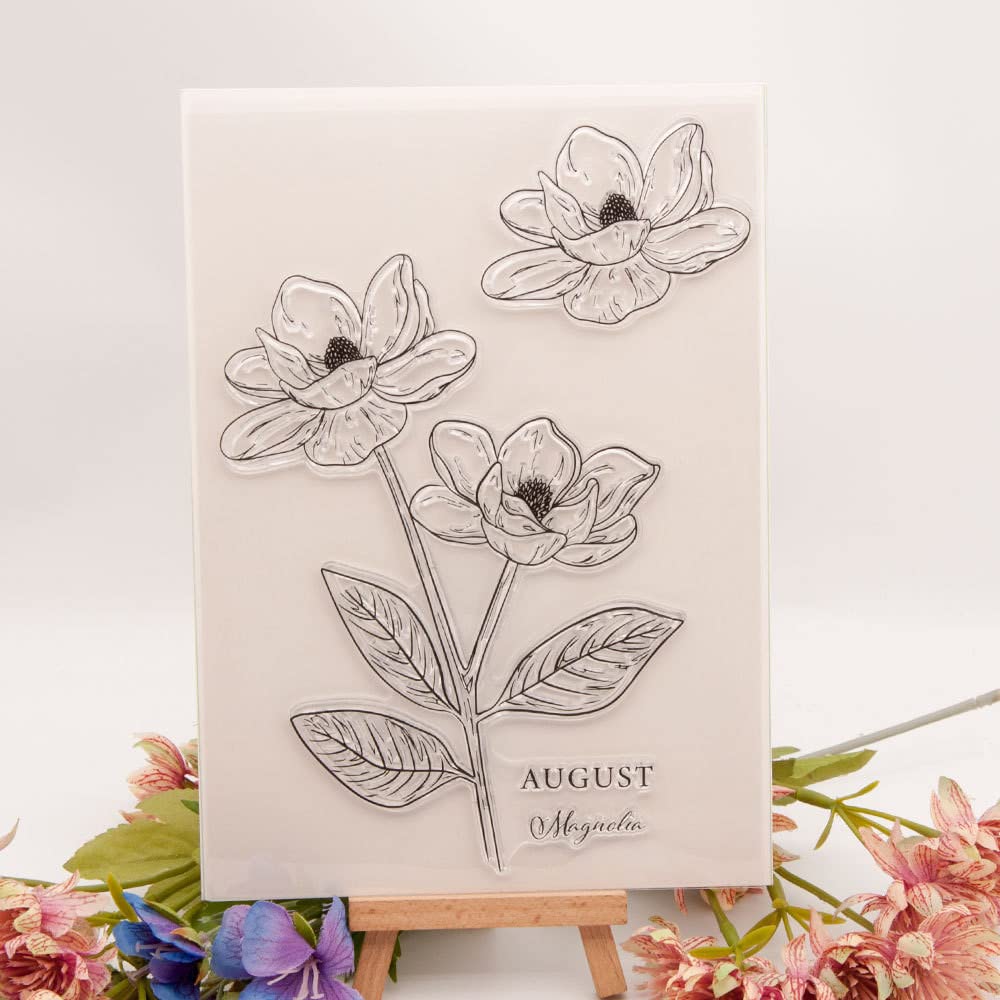 Szczęśliwy kwiat przezroczysty stempel silikonowy tłoczony stempel do tworzenia kart, scrapbookingu, albumów fotograficznych, DIY, rękodzieło, 12 miesięcy