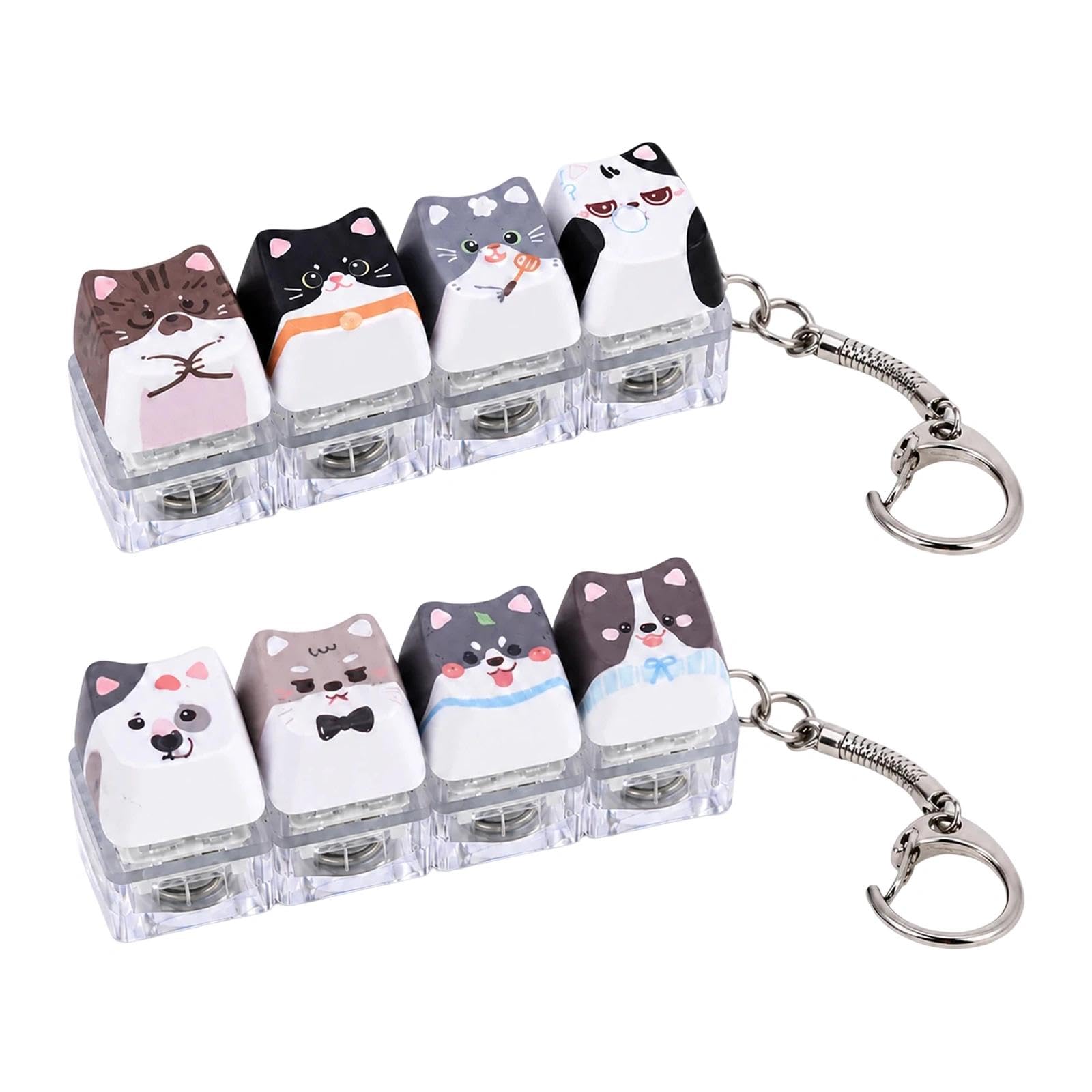 2 Pcs Keyboard Fidget Toy Light Up, Clicker Mini Keyboard Keychain
