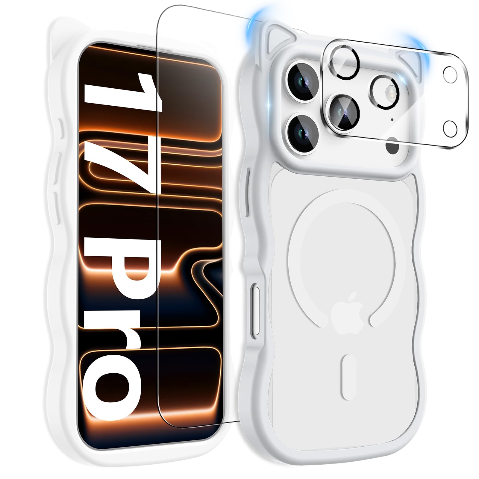 3 in 1 Magnetic for iPhone 17 Pro Case for Women Girls 1X Screen Protector 1X Camera Lens
