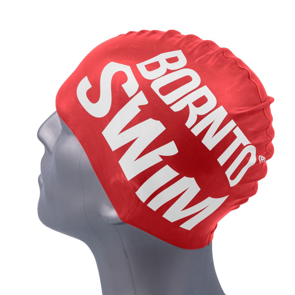 BornToSwim Jugendliche Und Erwachsene Badekappe Aus Silikon Swimming Cap with Shark Motifs