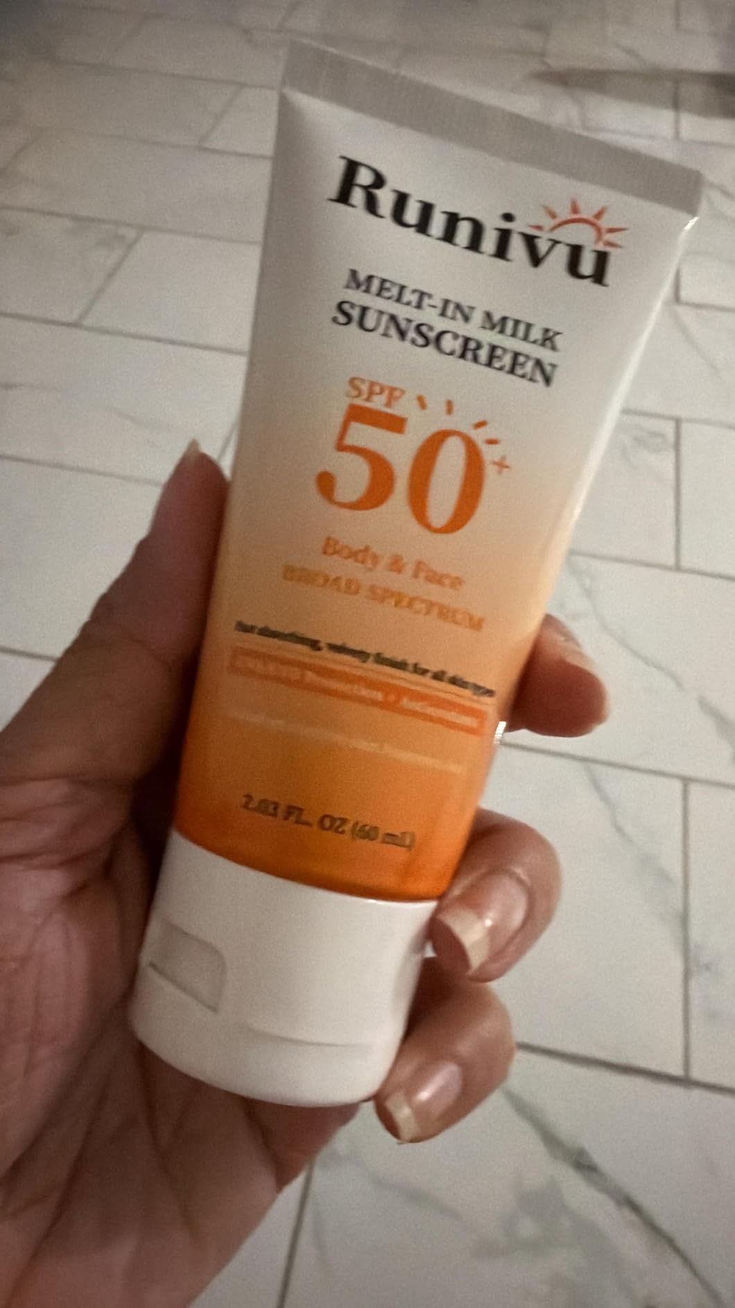 Runivu Beef Tallow Sunscreen SPF 50, Waterproof Face Sunscreen for Swimming & Bikini with Cassia Alata Leaf Extract,Non Greasy for Women Men,Outdoor Beach Daily Use,UVA/UVB Protection, 2.03 FL.OZ