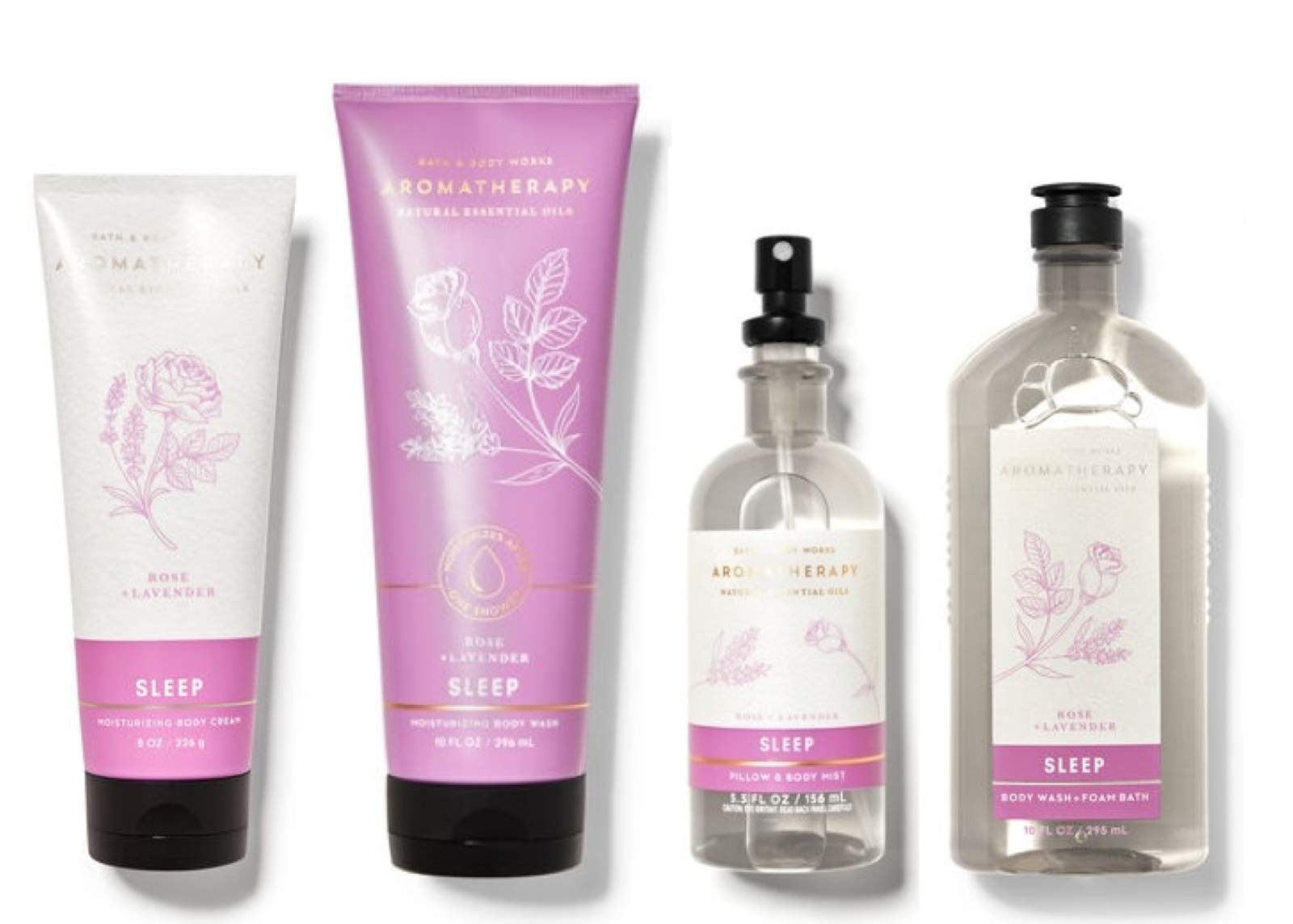 Amazon.com : Bath And Body Works Aromatherapy New Rose Lavender Deluxe Gift  Set - Body Wash Foam Bath - Pillow And Body Mist - Moisturizing Body Wash &  Body Cream - Full