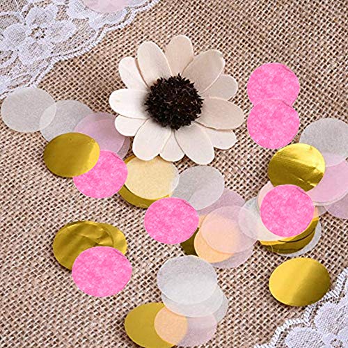 Image of VCOSTORE 1 Inch Tissue Paper Confetti Circles,1.76oz Round Paper Table Confetti Circle Dots, Suitable for Birthday Wedding Party Decoration and Baby Shower decorations,Pink and Gold,5000 Pieces