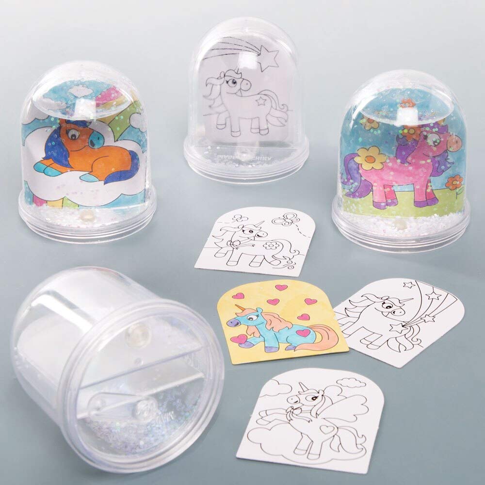 Baker Ross Kits Bolas de Nieve Unicornio para Colorear (Paquete de 4) - Artes y Manualidades para niños
