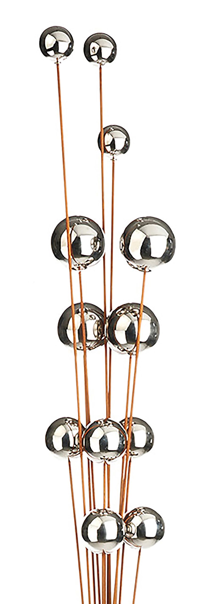 Kobolo Gartenstecker Boules 21x10x209cm, Metall & Edelstahl, rostbraune Gartendeko mit 12 Edelstahlkugeln, Zeitloser Dekostecker für Outdoorbereich