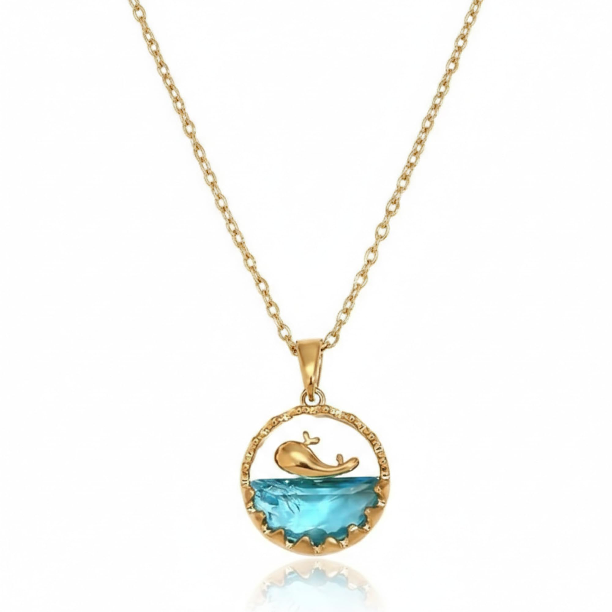 Gold Plated Whale Pendant Necklace for Women & Girls | Blue Crystal Ocean Design Chain | Trendy Imitation Jewellery | Gift for Birthday, Anniversary-image-34
