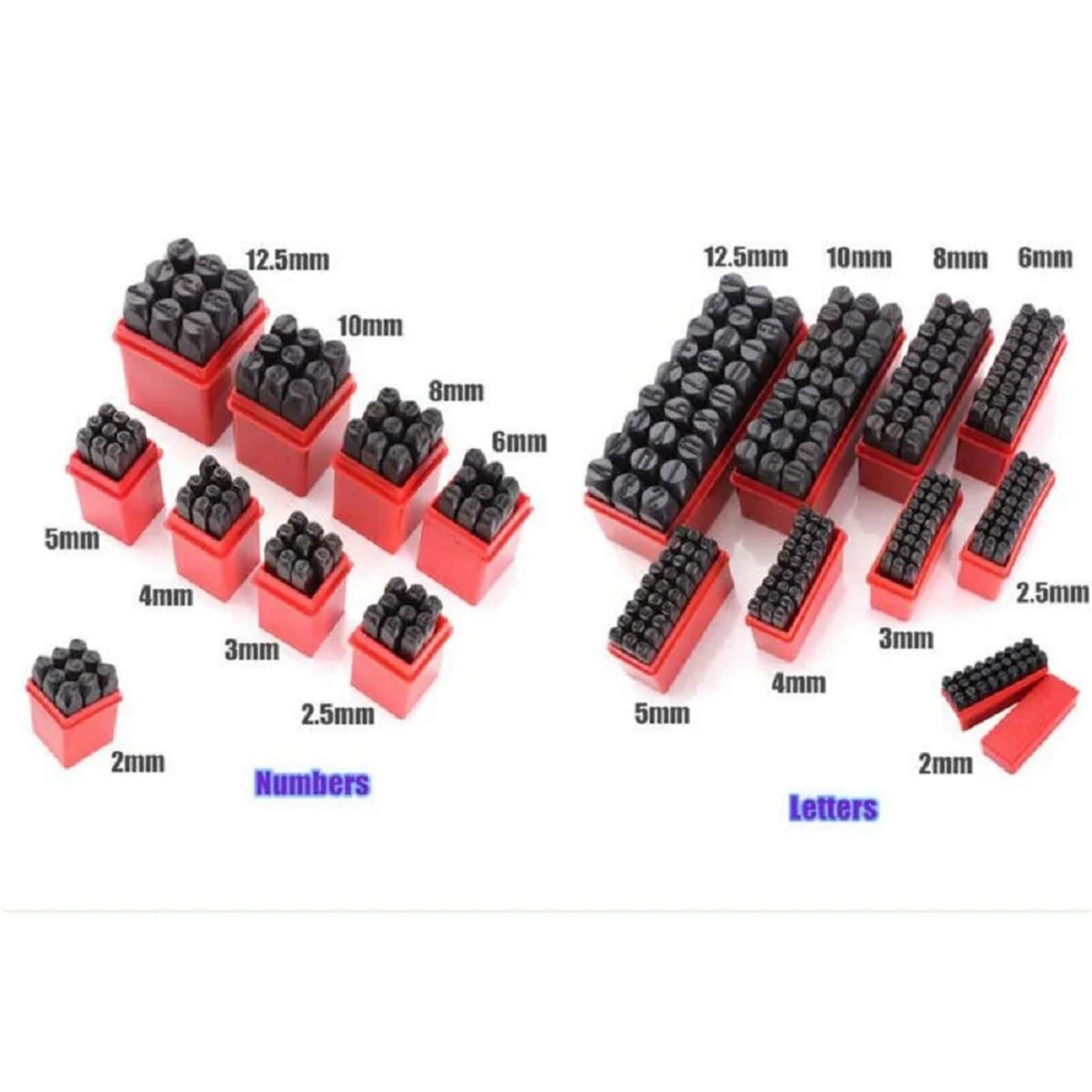 Set di punzoni for timbri con numeri alfabetici in acciaio legato | For la creazione di gioielli: set di timbri con numeri alfabetici in acciaio