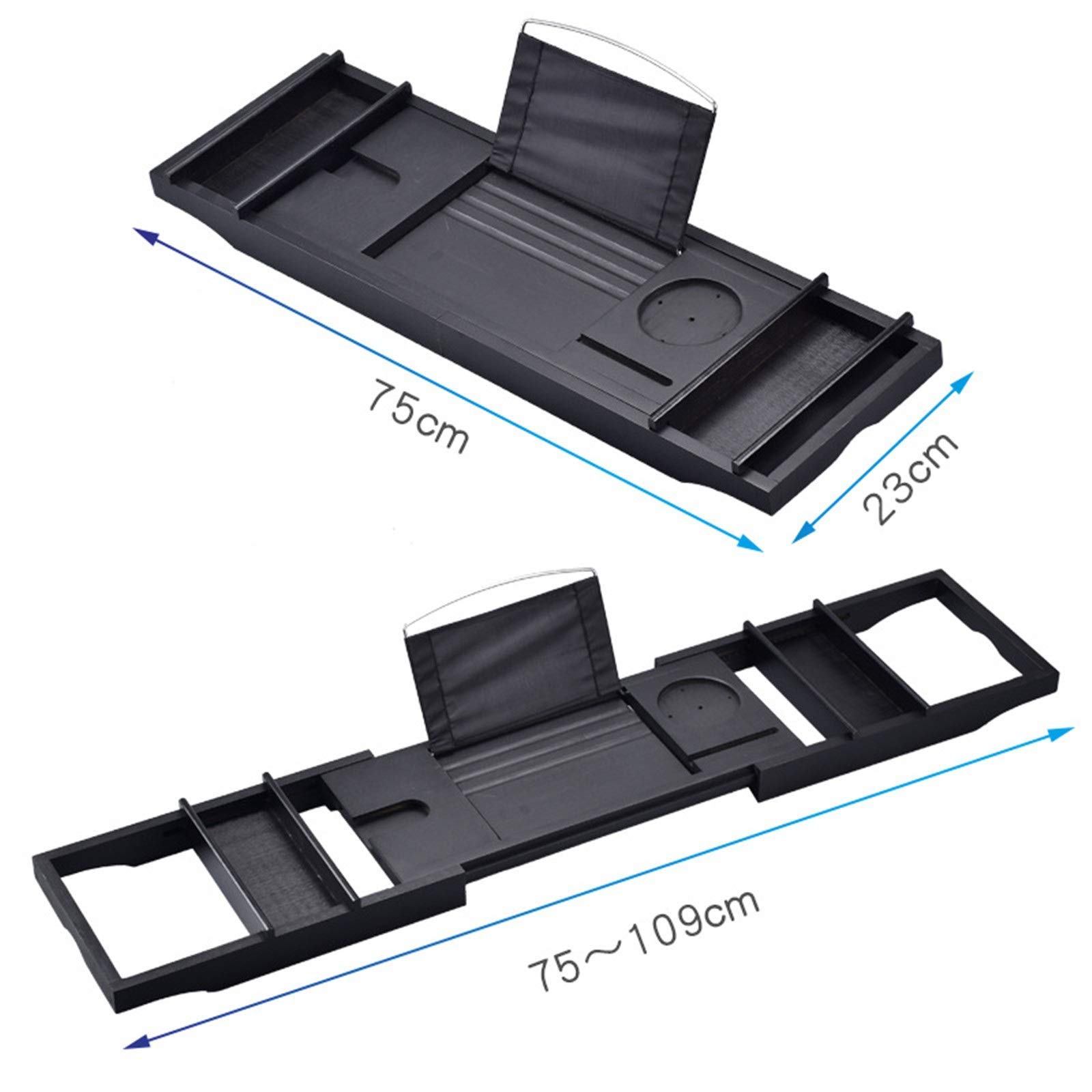 Bandeja para bañera Bandeja para bañera Antideslizante Multifuncional telescópica Bandeja para bañera (Color : Black, Size : 75x23cm) (Black 75x23cm)