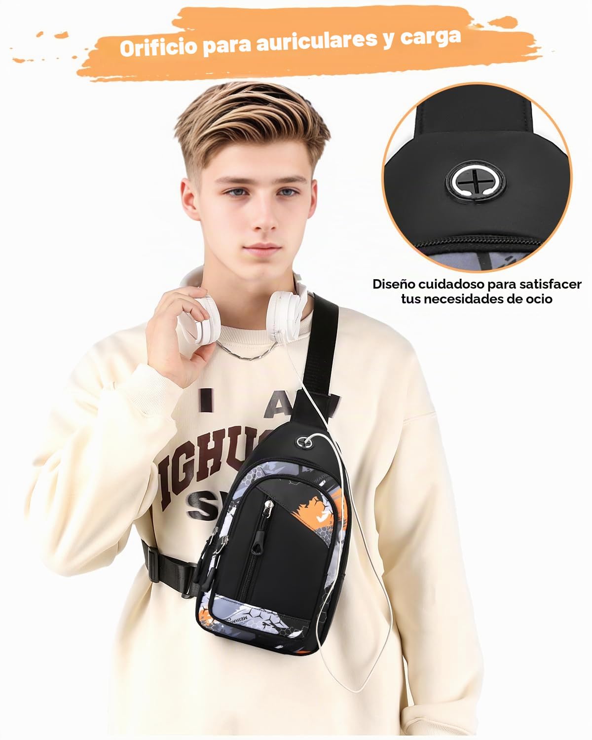 Tanou Mochila Escolar Adolescente Niño, Mochilas Escolares Grandes para Chico de 10 a 18 años, Mochila Instituto de Nylon Impermeable de 2 Piezas con Bolso de Pecho