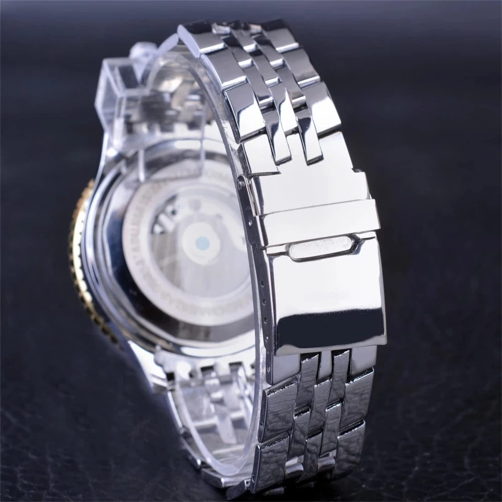 FORSINING Herren-Armbanduhr, selbstaufziehend, automatisch, wasserdicht, Edelstahl, mechanische Armbanduhr, Skelett, Tourbillon, Kalender, Datum