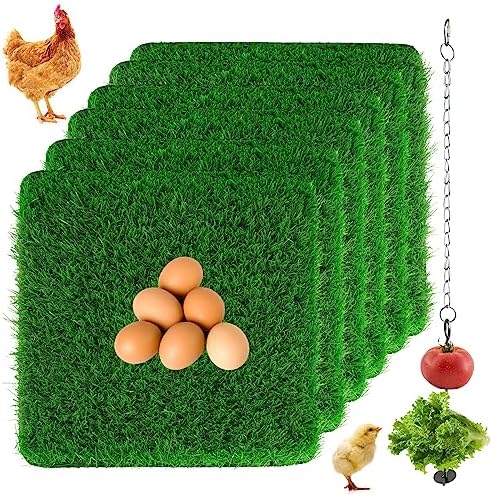 Oziyrnka 6Pcs Poultry Chicken Nesting Pads 12"*12"*1.57"+ 1Pcs Chicken Veggies Skewer, Nesting Box Pads for Chickens Reusable, Washable Chicken Nest Mat, Premium Nesting Box Pads for Laying Eggs