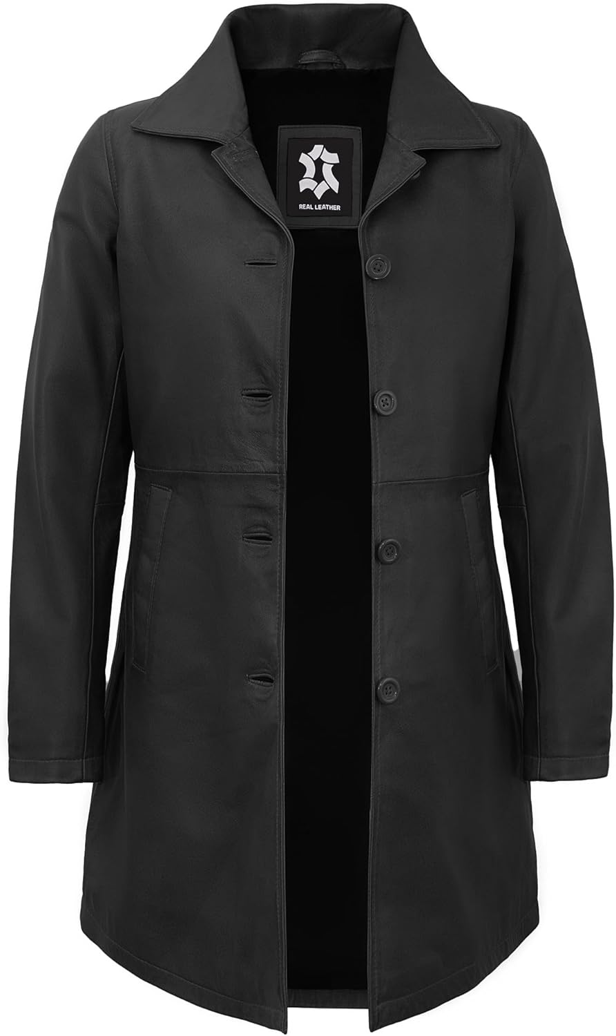 Classic Turn Down Collar Vintage Style Leather Coat For Women - Real Lambskin Outerwear Leather Jacket Women - Image 3