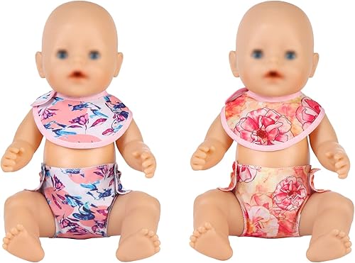 Miniatura 6 de SOTOGO 20 piezas de pañales para muñecas, ropa interior, baberos para muñecas, accesorios para muñecas de 14 a 18 pulgadas y muñecas americanas