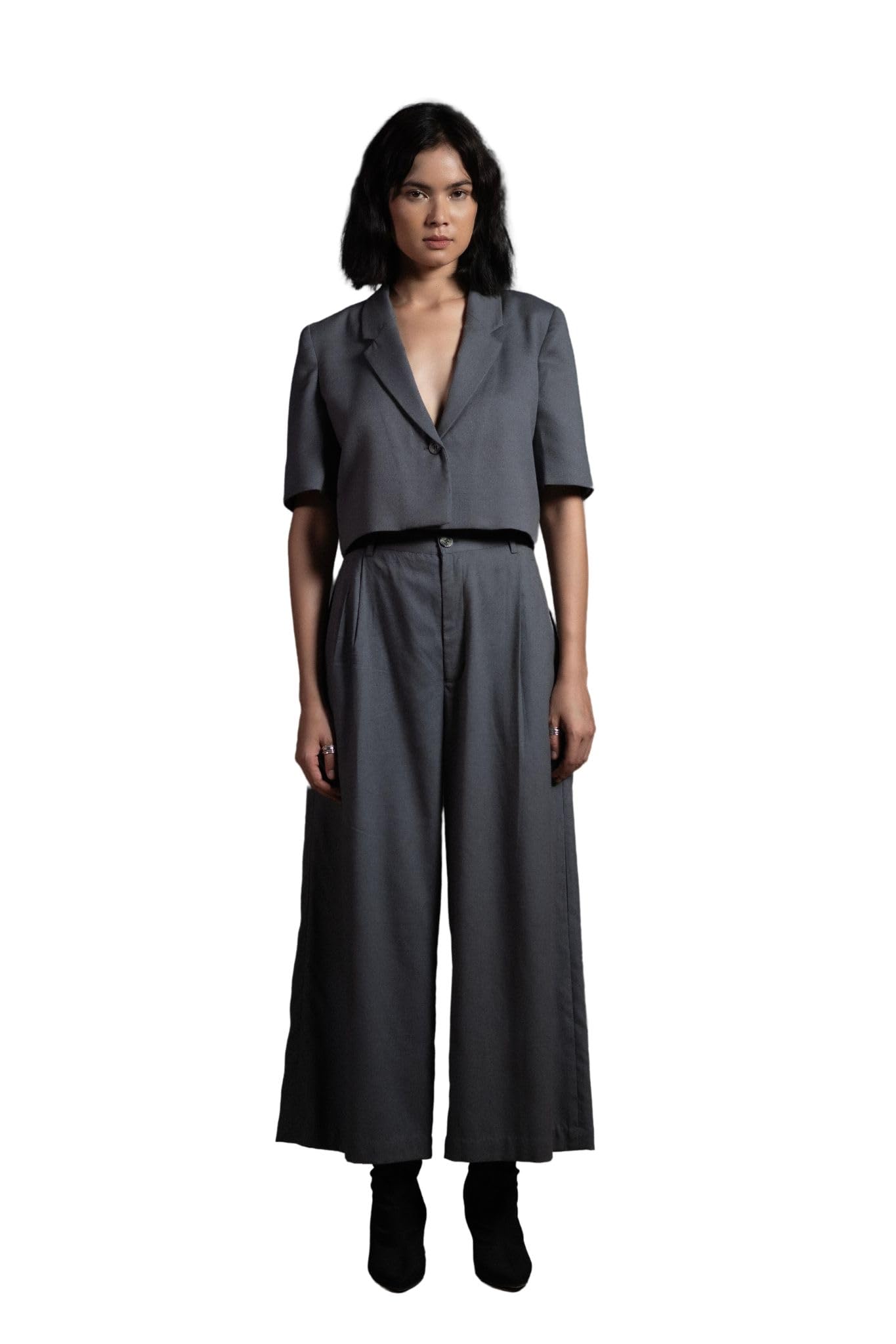 Women's Cotton Linen Casual Solid V-Neck Co-ord Set-image-31