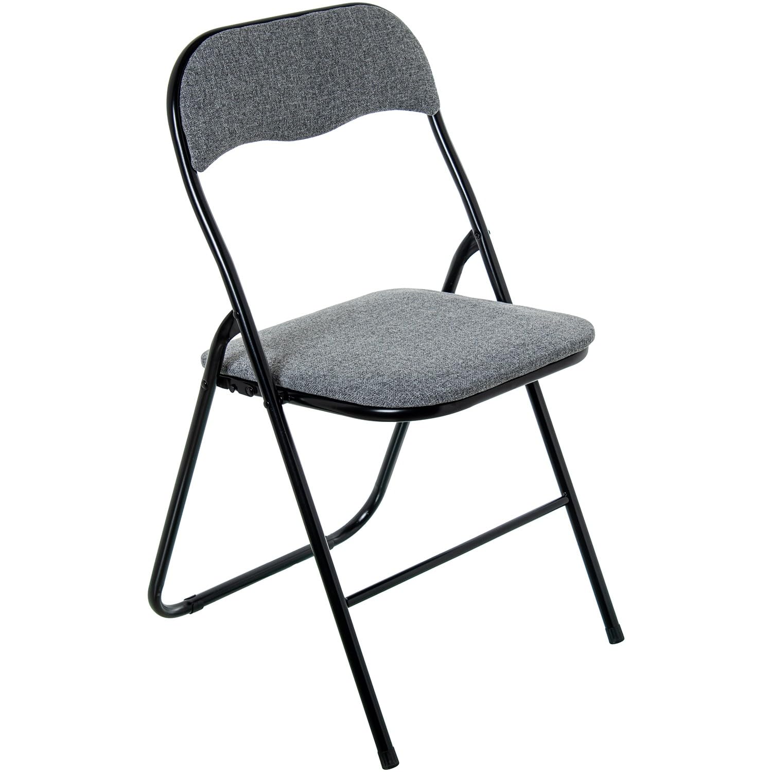DRW Silla Plegable de Metal y Tela en Negro y Gris 44x47x80 cm
