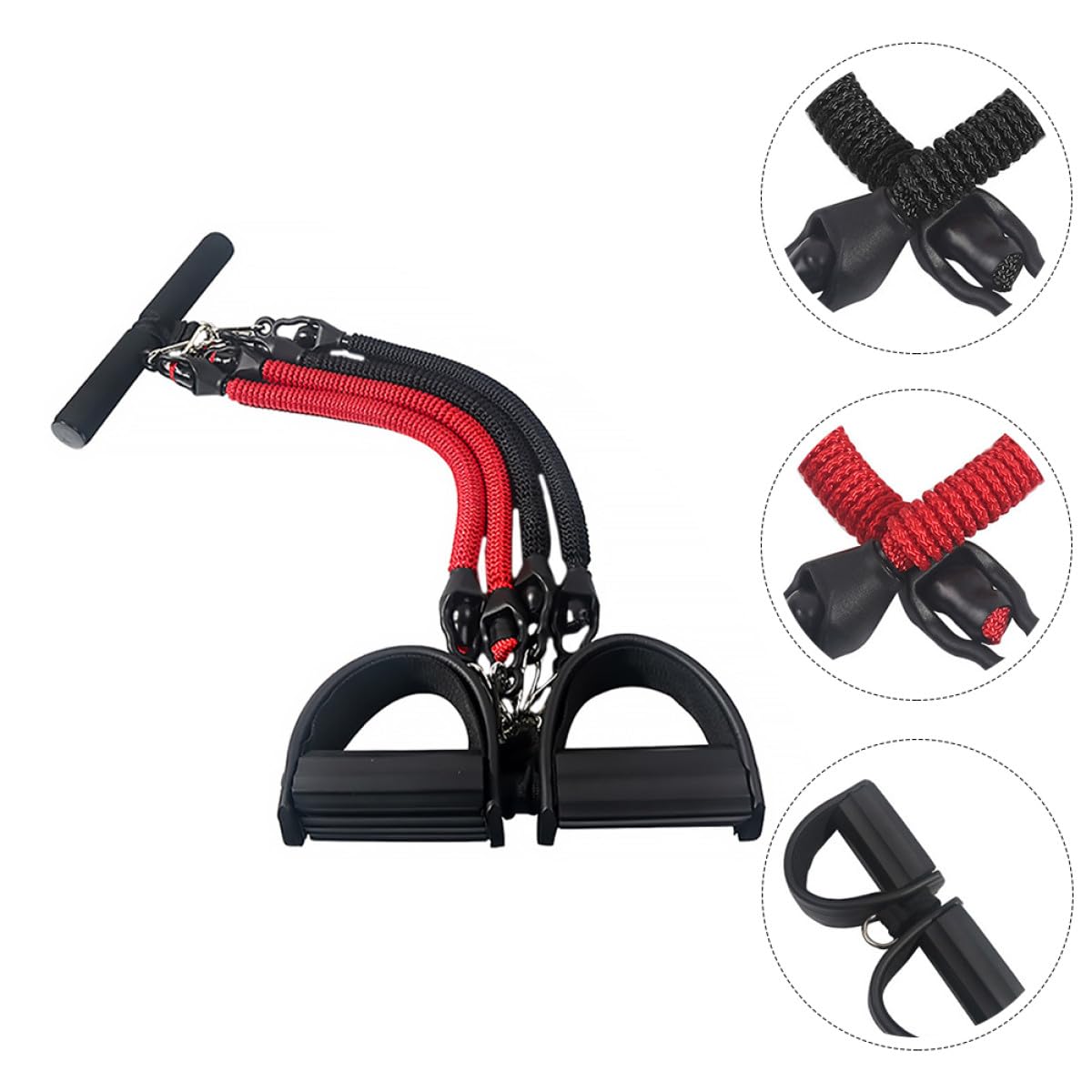 Healvian Set Corda di Trazione a 4 Tubi in Lattice per Fitness e Yoga, Corda da Tiro Sportiva Pedale, Elastico Resistente Portatile per Allenamento Corpo e Stretching a Casa e All’aperto