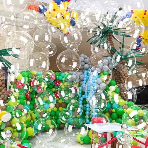 Image of Soulchen 150 Pcs 8 inch and 18 inch Under The Sea Party Decorations Clear Bubble Garlands Mermaid Birthday Bobo Balloon Decoration Mermaid Birthday Decor for Summer Beach Ocean Party Supplies