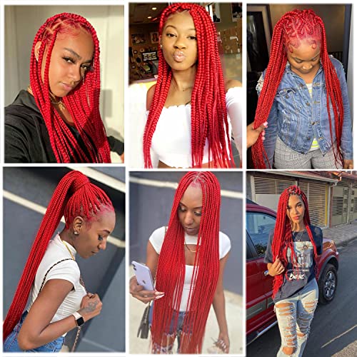 Red Braiding Hair Pre Stretched Kanekalon Braids Hair Extensions 26Inch 6Pcs Hot Setting Yaky Texture Synthetic Knotless Kanekalon Braiding Hair Prestretched #TOP5