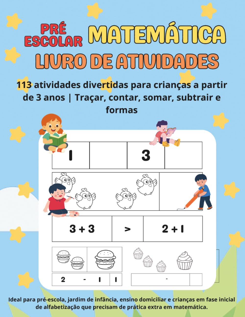 Matemática Livro de atividades: 113 atividades divertidas para crianças a partir de 3 anos | Traçar, contar, somar, subtrair e formas