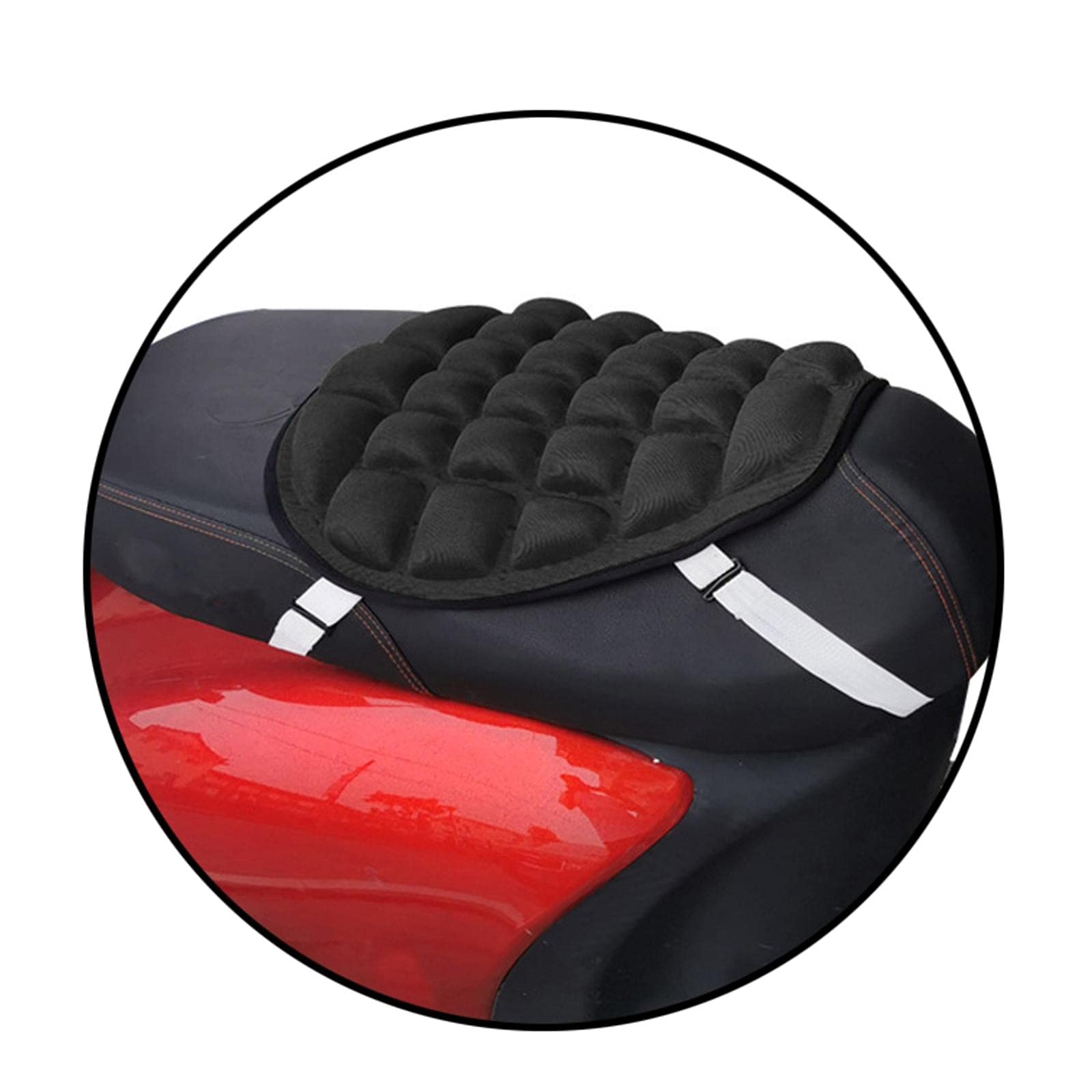 Motorcycle Inflatable Seat Cushion - Air Pad For Touring Saddles, 375x360mm, Ventilated For Passenger Or Rider