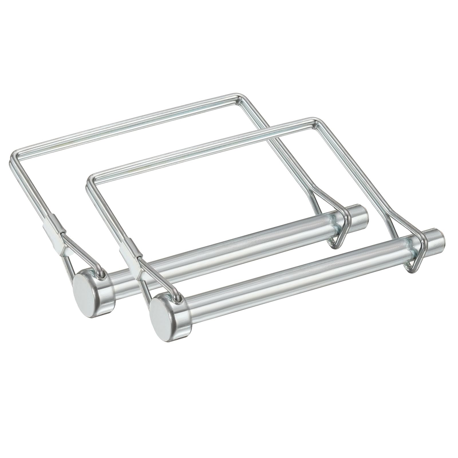 PATIKIL 2 Pcs Trailer Coupler Pins, 5/16" x 3.5" (8mm x 90mm) Safety Wire Lock Hitch Pin Arch Shaft Spring Locking Clip Square with Loop for Farm Trailers Lawn Garden Wagons
