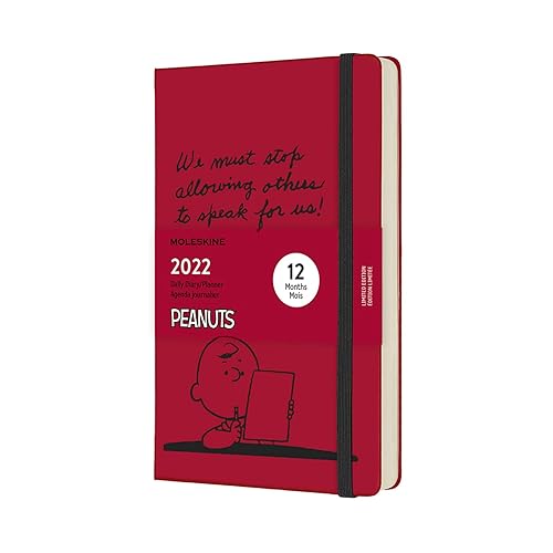 Moleskine, Agenda Giornaliera 12 Mesi 2022, Edizione Limitata Charlie Brown Peanuts, Daily Planner 2022, Copertina Rigida, Formato Large 13 x 21 cm, Colore Rosso Scarlatto, 400 Pagine