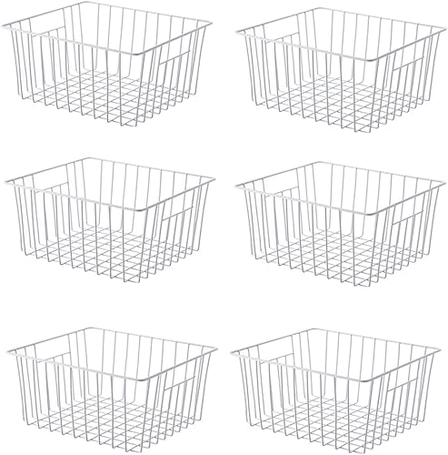 Cestas organizadoras de almacenamiento para congelador, organización del pecho del refrigerador con asas integradas para armarios, despensa,