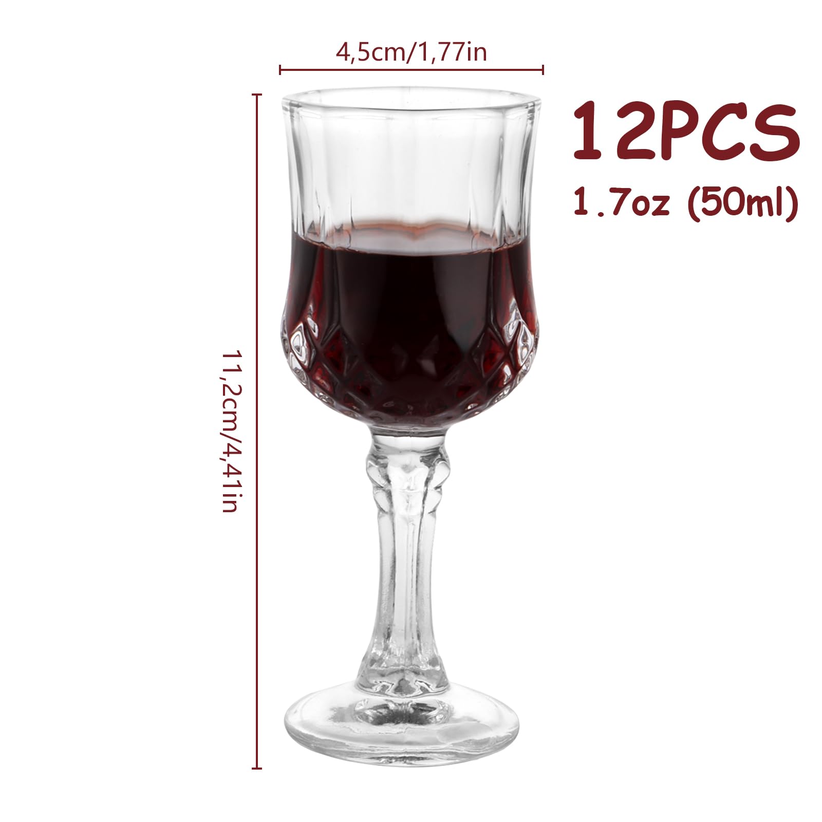 12 do wódki z trzonkiem, 50 ml, kieliszki do likieru z limoncello i martini