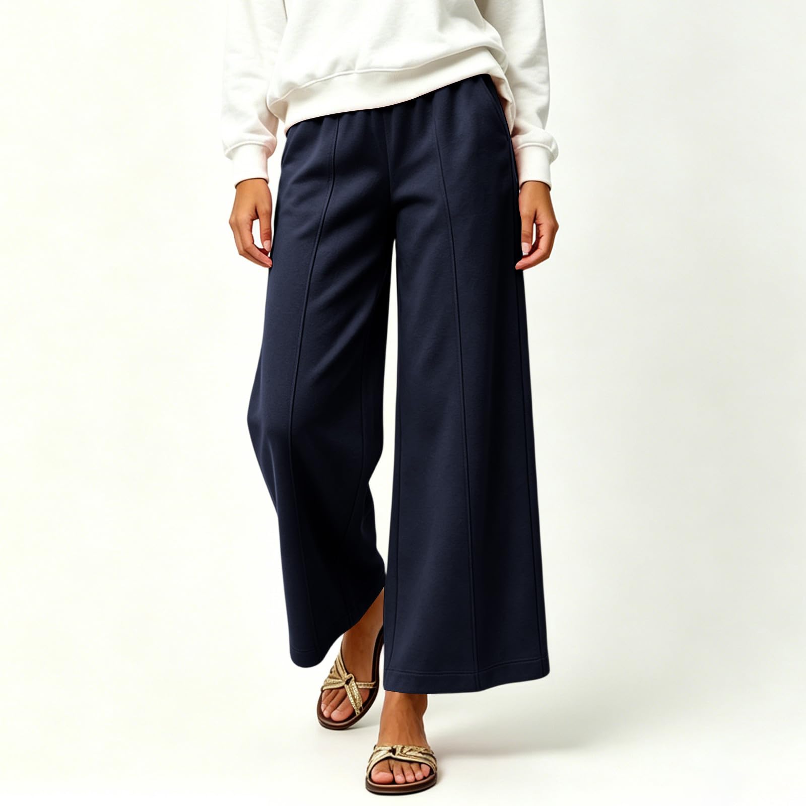 Pantaloni da Jogging Donna Pantaloni Baggy con Tasche Morbidi e Comodi Pantalone Jogger in Cotone Larghi e Leggeri Pants a Gamba Larga Casual Pantalone Sportivi con Coulisse per Yoga e Fitness